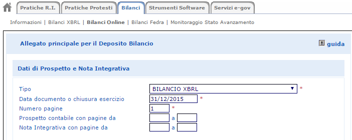 allegare il documento principale contenente il bilancio in formato XBRL, e in seguito il pulsante Aggiungi altro allegato per inserire tutti gli altri file.