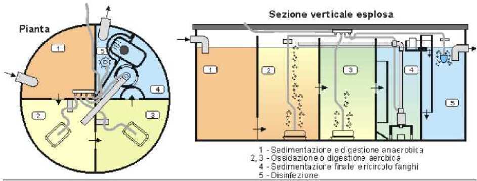 Fitodepurazione con sistema ibrido Possono essere predisposti anche sistemi di trattamento con fitodepurazione che alternano vasche a flusso orizzontale con vasche a flusso verticale disposti anche a