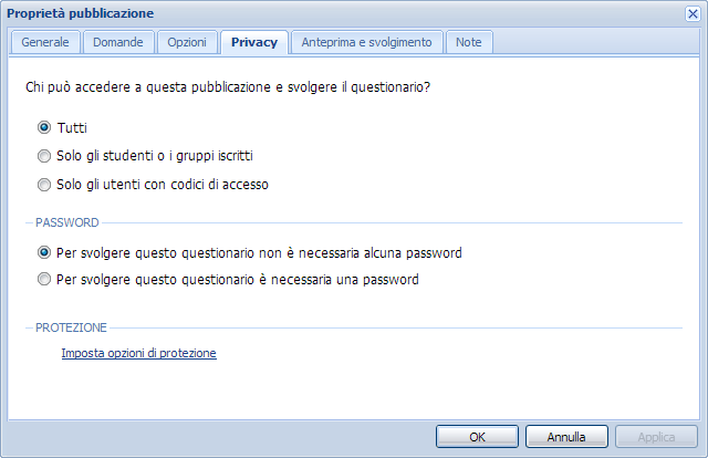 questionario che della pagina dei risultati. Se durante l'autocomposizione avevi già impostato i messaggi, questi appariranno con una spunta verde di fianco.