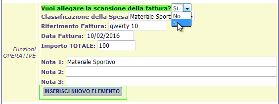 Allegare documentazione Scannerizzata. La funzione consente di allegare la scannerizzazione della spesa, così da conservare in archivio una copia elettronica della ricevuta di pagamento liquidata.