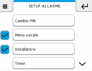 ALLARME OPZIONI - MENU VOCALE» Il sistema si aggiorna. ALLARME L'opzione - se attiva - permette la gestione parziale e il monitoraggio della centrale via chiamata telefonica.