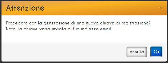 14.2 Creazione nuovo codice di registrazione E possibile creare una nuova chiave di registrazione senza cambiare l account operando come