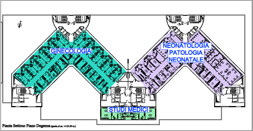 Piano + 8 Ginecologia n. 25 p.l.+ n. 10 p.l. DH/DS Patologia neonatale n. 20 p.l.+ UTIN n.