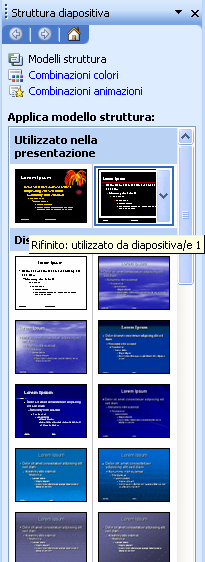 Sfondo diverso in una sola diapositiva rispetto alle altre: Andare nella Finestra Struttura Diapositiva sulla Diapositiva a cui si vuole cambiare sfondo e selezionarla ciccandoci sopra con tasto