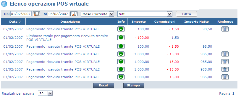 3.2 RIMBORSI ALLA CLIENTELA Il sistema permette al venditore di generare un rimborso totale o parziale di un pagamento ricevuto tramite il sistema di IWSMILE POS VIRTUALE.