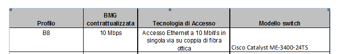 Su ciascuna terminazione di rete GBE è possibile attivare un interfaccia Ethernet 10/100BaseT/TX o Gigabit Ethernet verso la CPE presente nella sede dell Amministrazione in cui la terminazione GBE