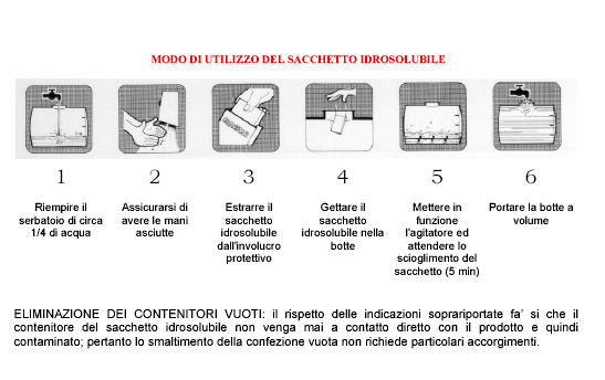 ETICHETTA PER SACCHETTO IDROSOLUBILE Erbicida in sacchetto idrosolubile selettivo per il diserbo in post-emergenza del frumento tenero e duro e dell'orzo.