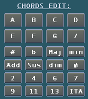 Circa l inserimento di accordi, dove non presenti, o modifica se già esistenti, con una song evidenziata in verde, premere Console Lyrics Editor e impostare la modalità CHORDS, dove: Per inserire un