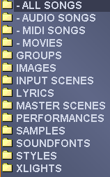 Un occhiata al browser ed agli elementi e relative funzioni: _ALL SONGS: Tasto cursore Dx su questa cartella per accedere alla lista complete delle song presenti nel singolo archivio.