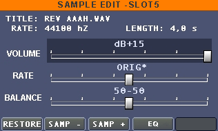 In più in questa versione di software è presente il pulsante EQ,, che porta nel riquadro relativo all equalizzazione singola per sample.