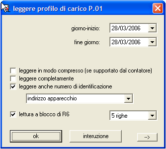 8.5.4.2 Lettura del profilo di carico Aprire: Lettura > P.01 profilo di carico standard o P.02 profilo di carico utente.