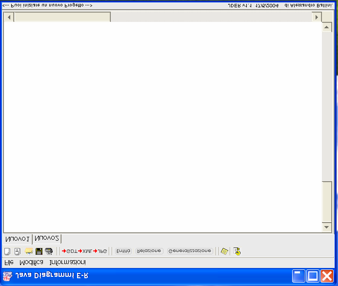 Guida all uso di Java Diagrammi ER Ver. 1.1 Alessandro Ballini 16/5/2004 Questa guida ha lo scopo di mostrare gli aspetti fondamentali dell utilizzo dell applicazione Java Diagrammi ER.