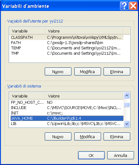 Nel riquadro relativo alle Variabili di sistema cliccare sul pulsante Nuovo.