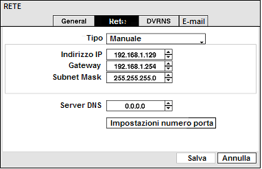 Impostazioni generali (Finestra RETE scheda Genaral) Videoregistratore digitale art.