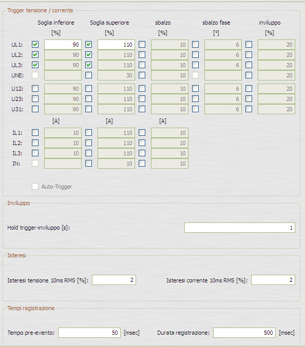 5.3. Impostazioni criteri di trigger per le immagini dell oscilloscopio Tramite la voce di menu Oscilloscopio, si possono impostare i criteri di trigger per la registrazione delle immagini tipo