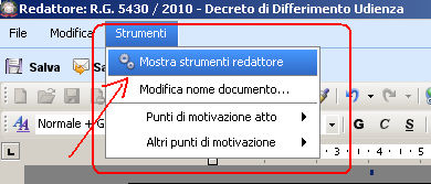 Pag. 114 Figura 62 - Ambiente di Redazione Il documento che viene generato attinge direttamente ai dati del fascicolo presenti nel database, come si può vedere, senza che si renda necessario un