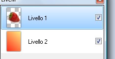 Portiamoci al livello sottostante ( quello contenente il testo) e nascondiamo il livello già colorato per visualizzarlo ( per nascondere un livello è sufficiente deselezionare il quadratino alla sua