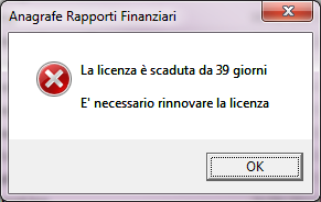 3.4 Rinnovo della licenza Il software inizia a segnalare l approssimarsi della scadenza quando mancano 30 giorni alla data di scadenza della licenza.