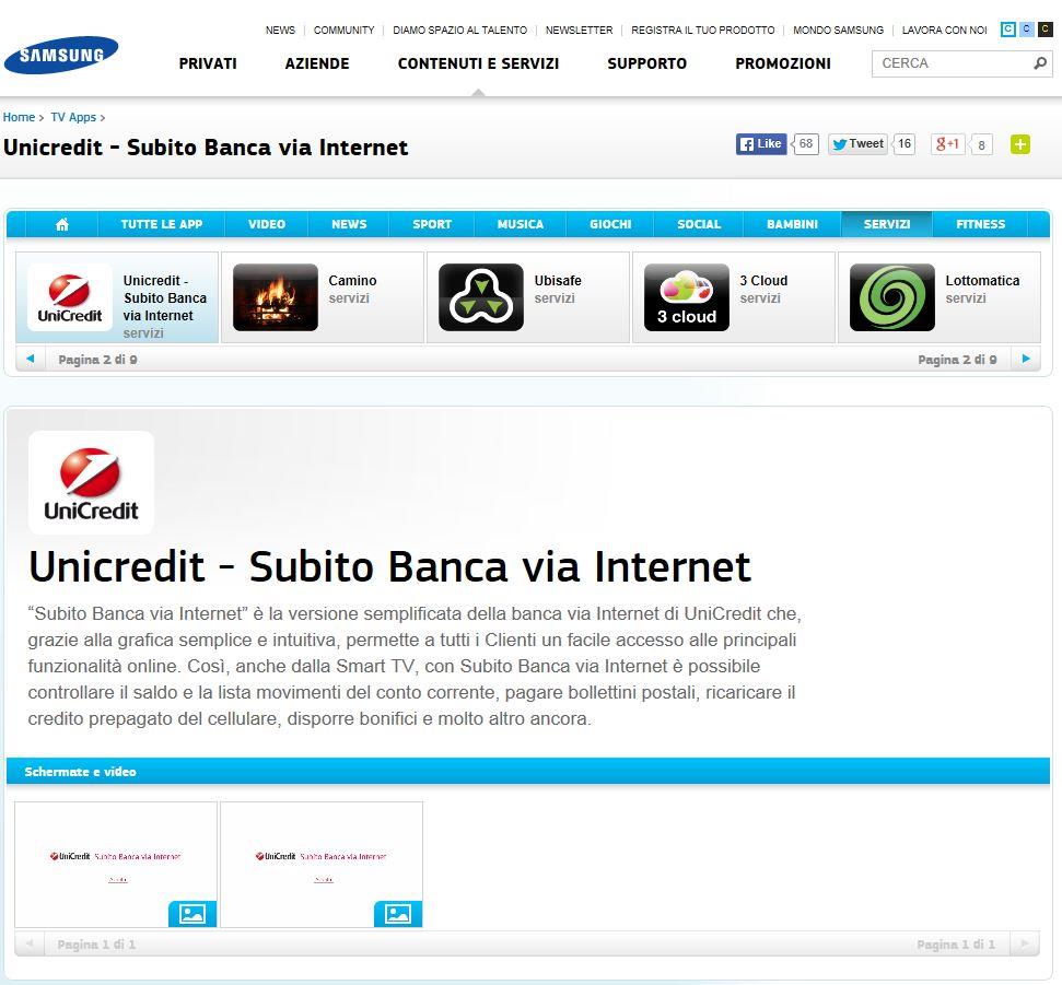 Smart TV: Home Banking App: Unicredit Subito Banca via Internet (da Samsung Smart TV App store) Web: Internet Browser Furto delle credenziali di accesso: keylogging MITB