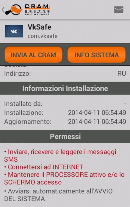 CRAM App Analyser: dettagli dell app 3/3 «Conto corrente sotto