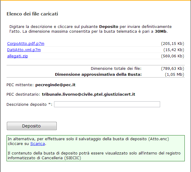 La schermata successiva permette di visualizzare i file in formato pdf ed xml firmati digitalmente (con estensione.p7m) oltre agli eventuali allegati. 7.