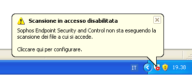 Sophos Endpoint Security and Control Icona Motivo Quando nel computer non è in esecuzione la scansione in accesso. Quando viene visualizzato un messaggio del firewall.