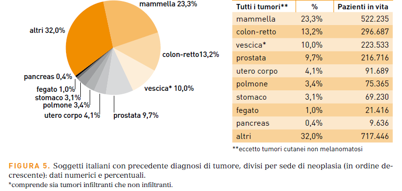 I numeri del cancro in Italia 2012; Associazione Italiana di Oncologia Medica (Aiom), Centro nazionale per la prevenzione e il controllo delle malattie del Ministero della Salute (CCM), Associazione