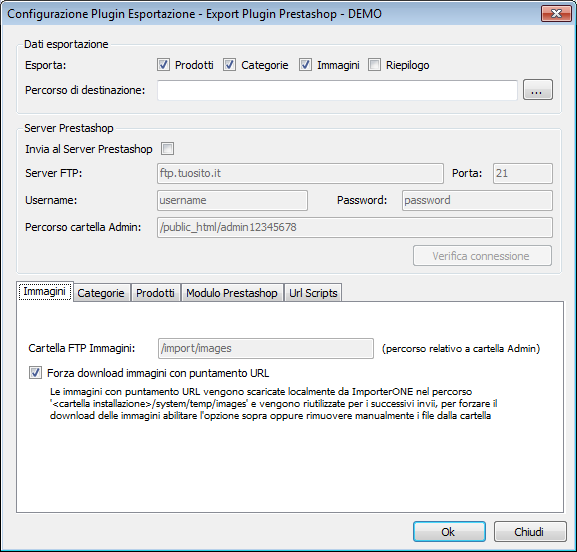 3 CONFIGURAZIONE Prima di utilizzare il modulo Export Plugin Prestahop è necessario configurarlo.