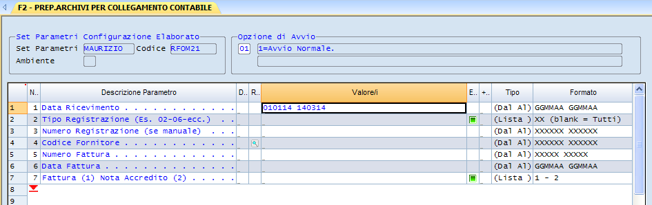 6.7 Registrazione Batch in Contabilità 6.7.1 Creazione archivi per collegamento contabile NON SIRIO (F6) Oltre alla contabilità Gea/Spi per coloro che hanno optato per di utilizzare la modalità