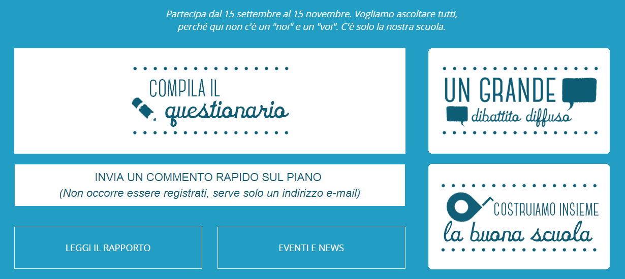 Sono inoltre presenti anche altre aree di partecipazione, per dare evidenza ai risultati dei dibatti organizzati sul territorio, e per discutere online di particolari proposte.