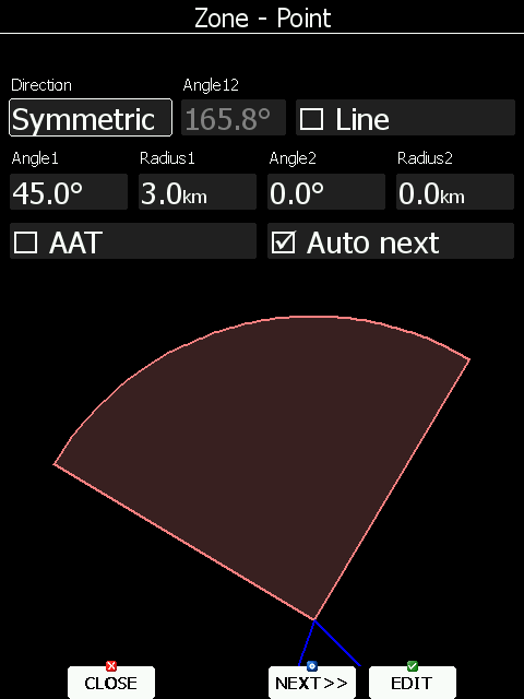 5.1.8 Zone di Osservazione Questo menù definisce la geometria delle zone di osservazione. Possono essere così scelti i seguenti elementi: zona start, settore PV, settore arrivo e modelli.