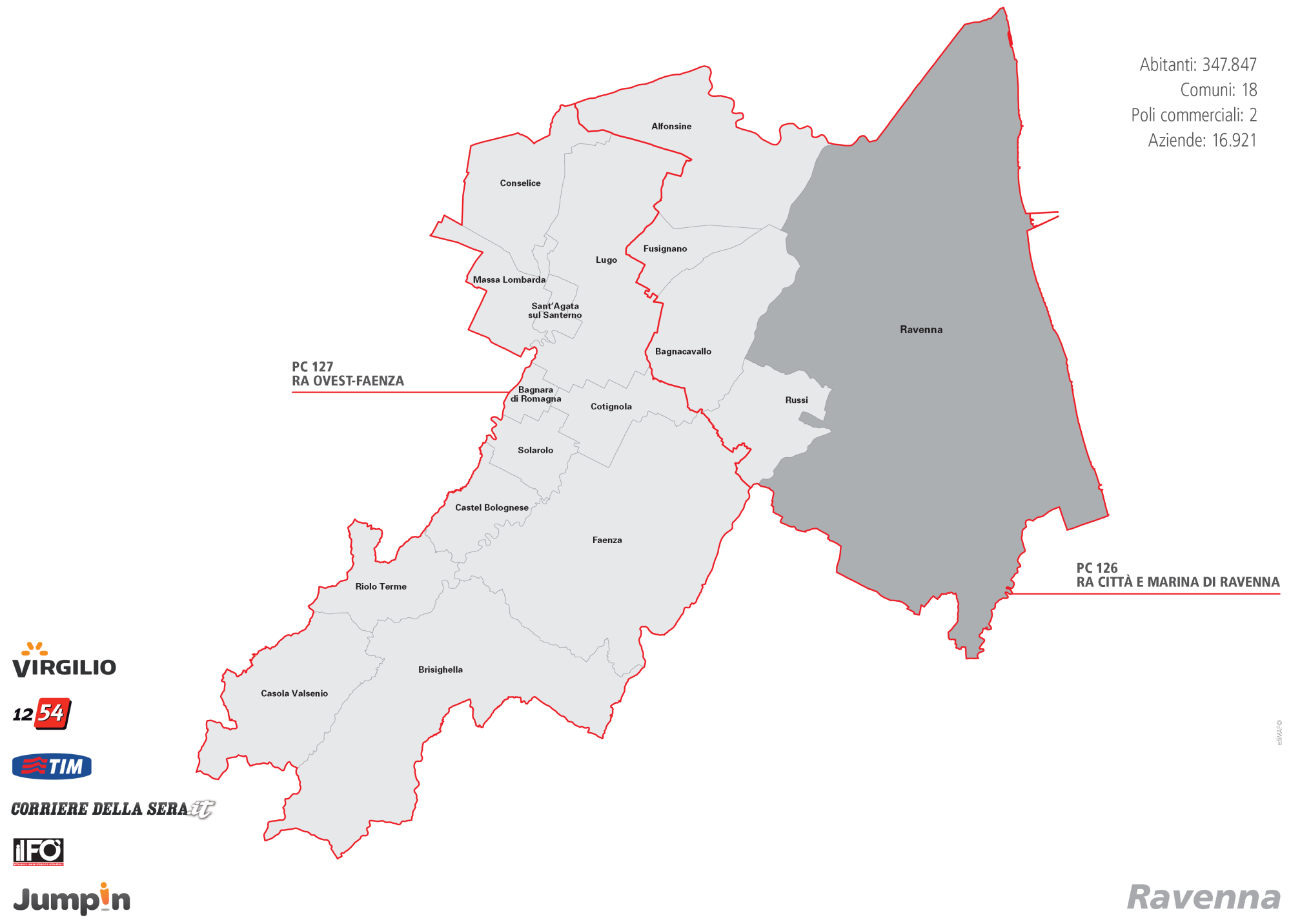 Ravenna provincia PC 127 RA OVEST-FAENZA BAGNARA DI ROMAGNA BRISIGHELLA CASOLA VALSENIO CASTEL BOLOGNESE CONSELICE COTIGNOLA FAENZA LUGO