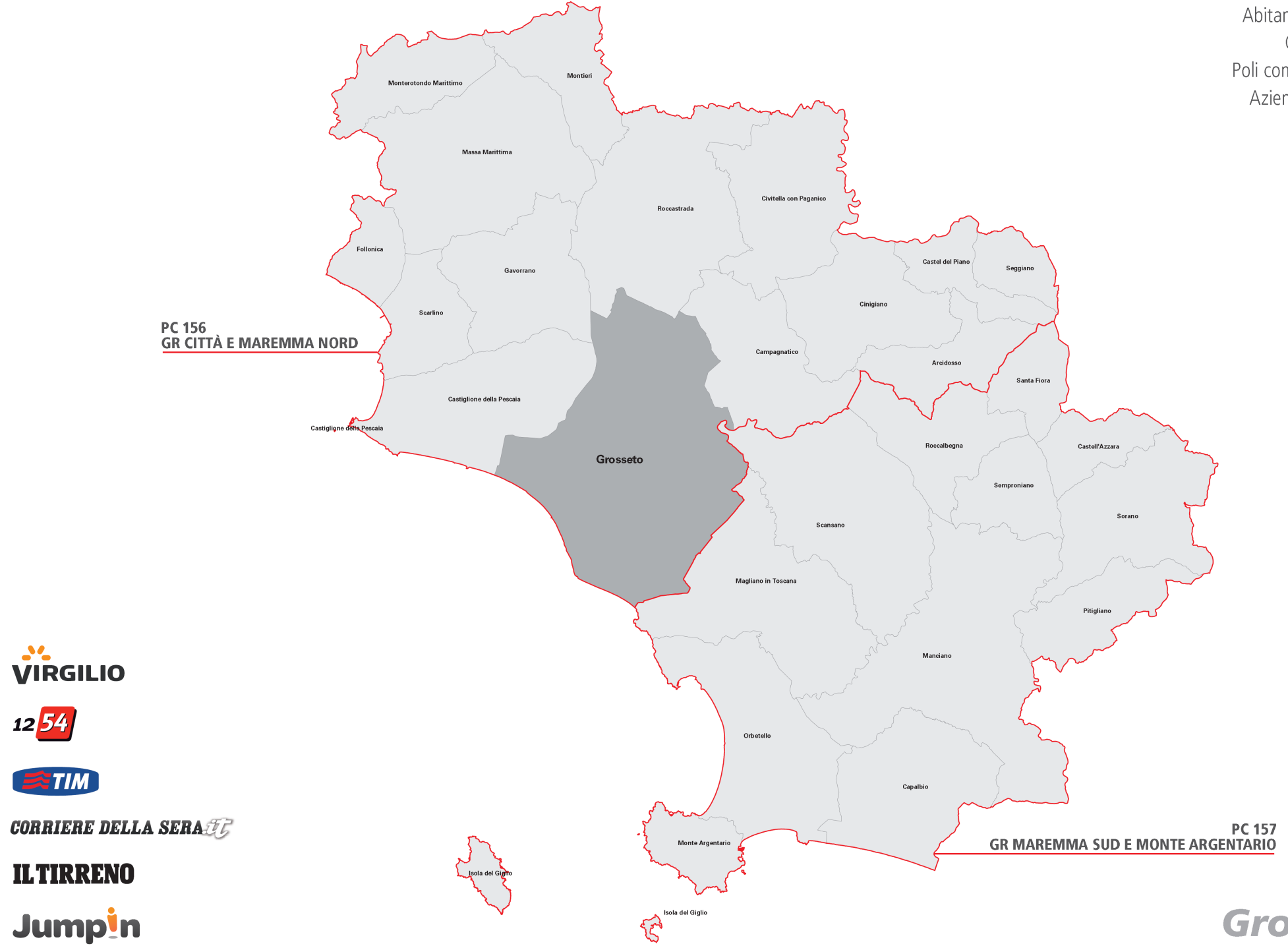 Grosseto provincia PC 156 GR CITTÀ E MAREMMA NORD ARCIDOSSO CAMPAGNATICO CASTEL DEL PIANO CASTIGLIONE DELLA PESCAIA CINIGIANO CIVITELLA PAGANICO FOLLONICA GAVORRANO GROSSETO MASSA MARITTIMA