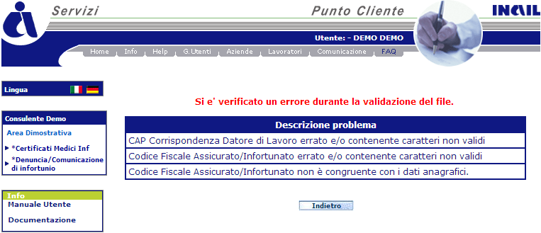 Esito della validazione Sottoposto il file alla verifica tramite l apposito pulsante Verifica, per entrambe le gestioni IASPA e Conto Stato viene visualizzata la pagina contenente l esito della