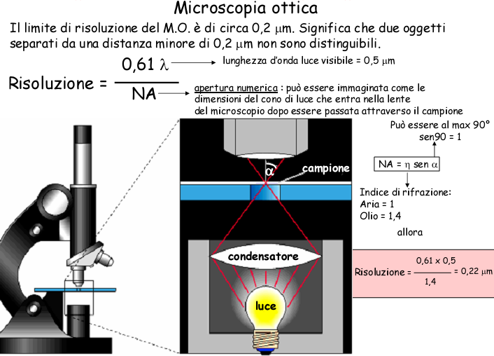 N.B. Per aumentare il potere di risoluzione occorre agire sulla lunghezza d onda oppure sull