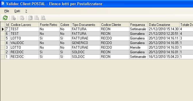 Validoc Postal - Uso quotidiano A cadenza prestabilita, l'utente, utilizzando il programma di spedizione, effettua gli opportuni controlli e, quindi, provvede a caricare sul sito del postalizzatore i