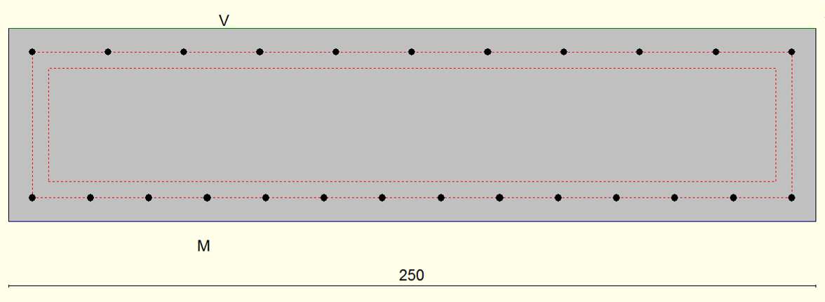 Armature pali Le armature longitudinali sono le medesime per ogni diaframma (palo) e sono le seguenti: A c = 15000 cm 2 A fi = 11 ϕ 22 = 41,81 cm 2 A fs = 14 ϕ 22 = 53,22 cm 2 A f = 95,03 cm 2 A f /
