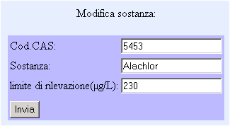 Gestione Sostanze In questa sezione è possibile: inserire nuove sostanze