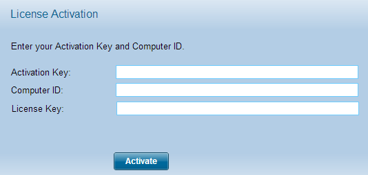 Verrà visualizzato il seguente modulo: 10. Nel campo "Activation Key" ("Codice di attivazione"), immettere il codice ricevuto via e-mail. 11.