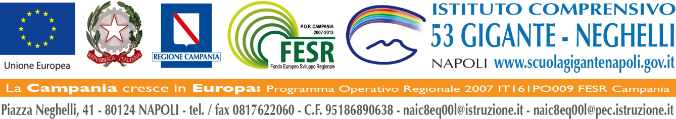 Programma Operativo Regionale 2007 IT161PO009 FESR Campania Programma Operativo Nazionale Ambienti per l Apprendimento FESR 2007/13 - Qualità degli ambienti scolastici - Obiettivo Operativo A.