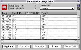 Carico-Scarico Il comando Carico-Scarico permette la registrazione dei movimenti di magazzino di carico, scarico, e intramagazzino; dopo averlo selezionato viene mostrato l'indice dell'archivio