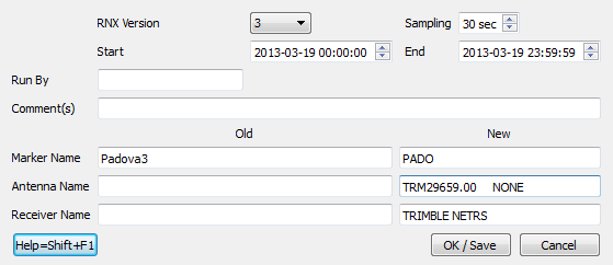 11.2.1 Rinex Editing Per editare un file RINEX con BNC è necessario impostare le opzioni di modifica selezionando il tasto Set Edit Options, quindi si aprirà una finestra (vedi fig.