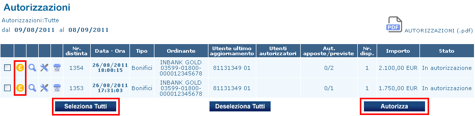 1.22 Autorizzazione disposizioni inserite da utenti secondari.