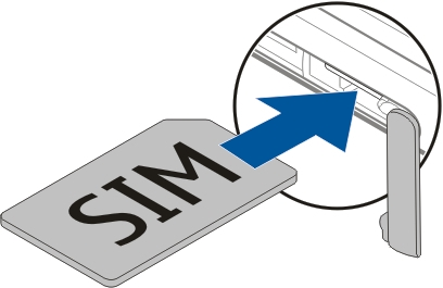 Operazioni preliminari 11 3 Aprire la cover dello slot della carta SIM. 4 Inserire la carta SIM, assicurandosi che l'area di contatto della carta SIM sia rivolta verso il basso.