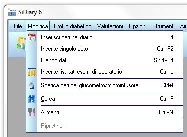 SiDiary SiDiary Software per la gestione del diabete 38 di 141 6.