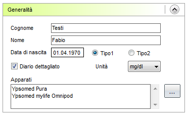 SiDiary SiDiary Software per la gestione del diabete 68 di 141 In questa maschera potete definire i parametri della vostra terapia diabetica o del paziente che è stato aperto al momento.