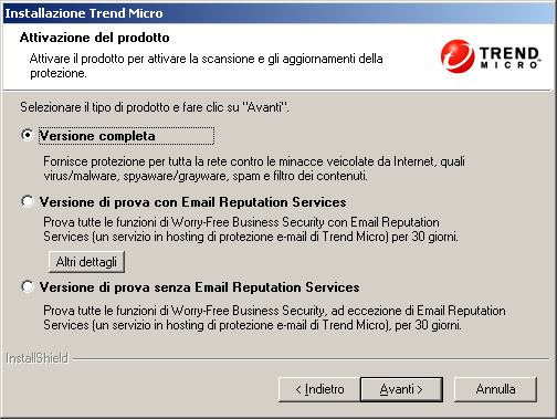 Installazione del server 4. Fare clic su Avanti. Viene visualizzata la schermata Attivazione del prodotto. FIGURA 3-1. Schermata Attivazione del prodotto 5.