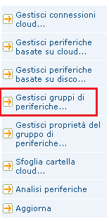 Funzioni di Gestione periferiche Creazione di nuovi gruppi di librerie Per creare un gruppo di librerie, visualizzare la finestra di dialogo Configurazione gruppo di periferiche.