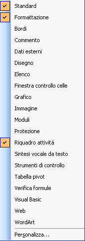 Mostrare, nascondere e personalizzare le barra degli strumenti Le barre degli strumenti rappresentano una raccolta di comandi e funzioni specializzate, specifiche per svolgere determinate attività