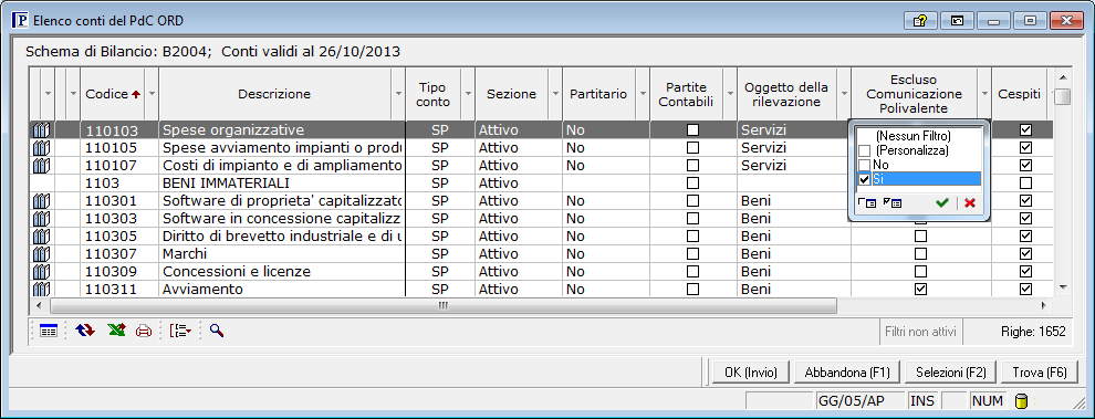 Esclusioni in fase di caricamento clicca qui per visualizzare le esclusioni automatiche da programma servizi contabili sistema contabile tabelle contabili piani dei conti correlati gestione pdc